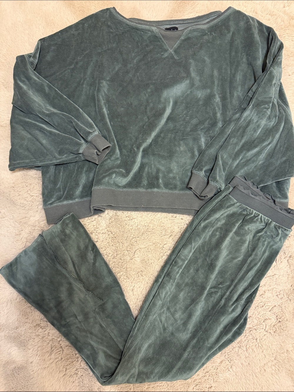 Urban Outfitters Washed Green Velour Sweatshirt